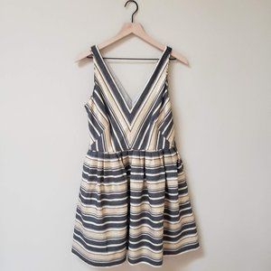 J.Crew Factory - Gray/Gold Striped Dress